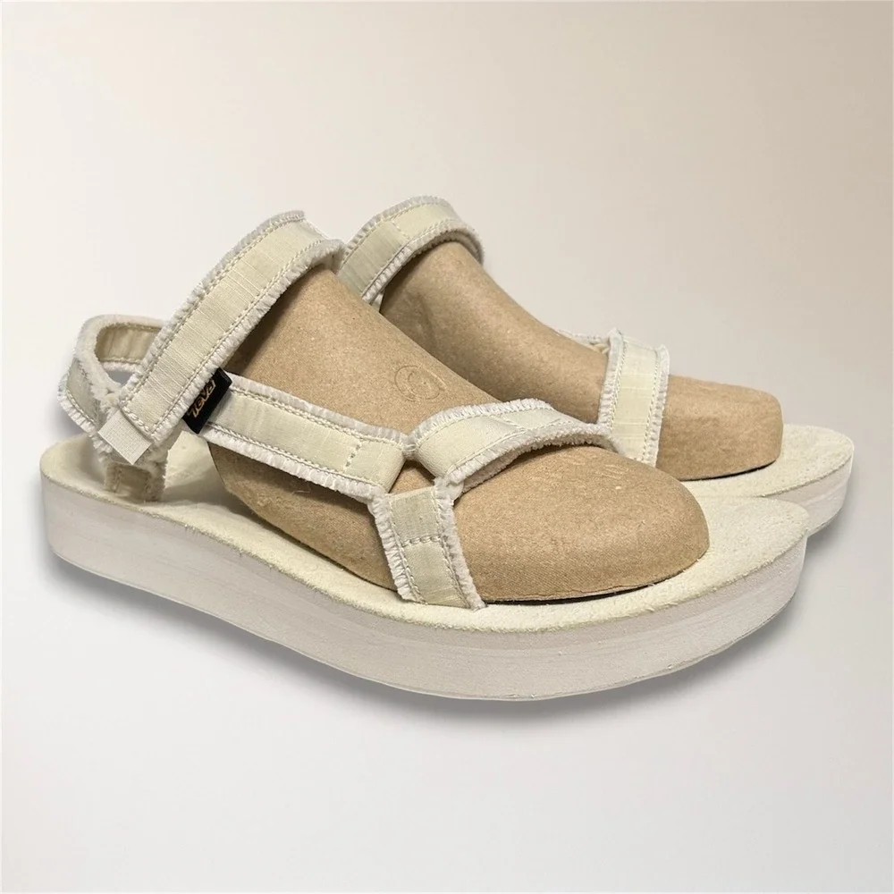 Teva Midform Universal Chunky Platform Slingback Sandals Womens 10 Ivory Travel